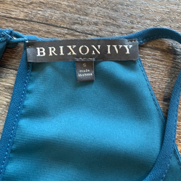 Brixton Ivy Pleated Mini Dress Dark Teal High Neck - Picture 4 of 6